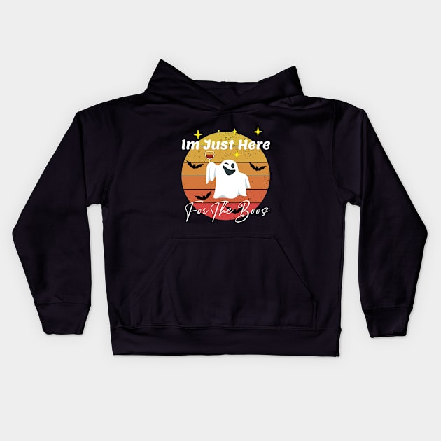 I'm Just Here For The Boos Halloween Kids Hoodie by kirayuwi